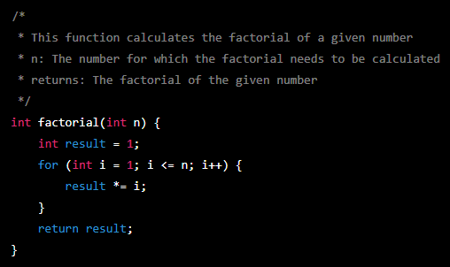 Comments in programming example - good commenting practice